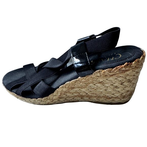 Chaps  Black Espadrille Wedge Sandals  Size 8 NEW NWOB - Picture 5 of 12